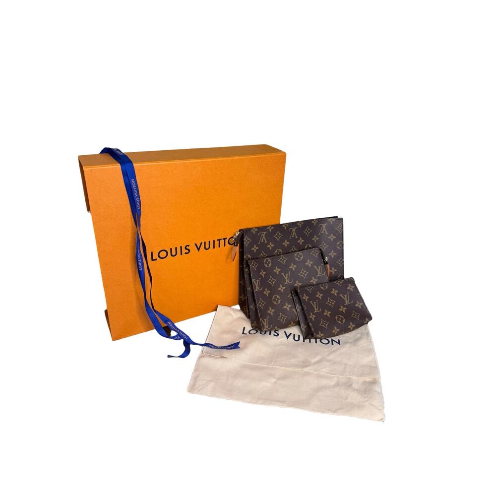 Louis Vuitton Trio Toilet Pouch in Classic Monogram Coated Canvas - Picture 2 of 16